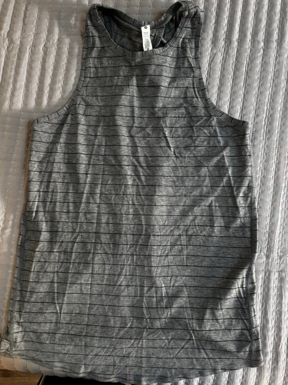 Lululemon Gray Striped Racerback Tank Pima Cotton Size 6